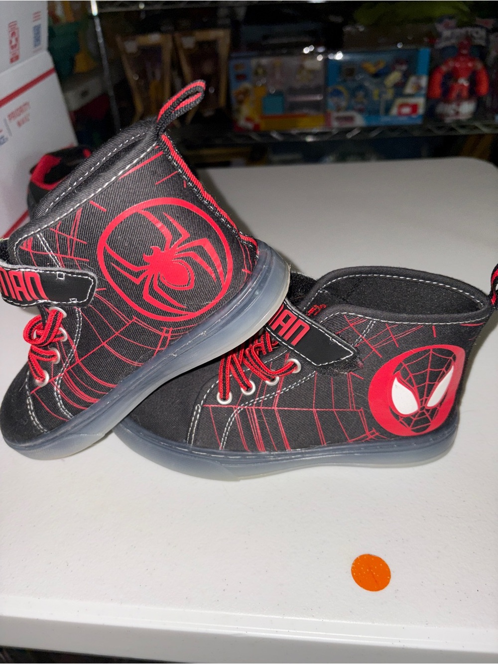 Boys size 13 Spiderman high tops only worn 1 time